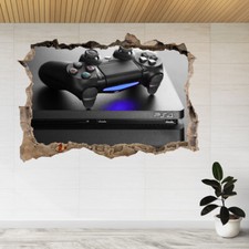Listing image for Playstation 4 Gaming Console 3d Smashed View Wall Sticker Poster Decal A834