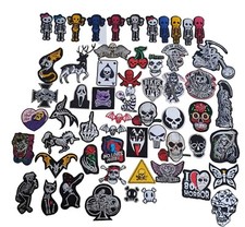 Listing image for Famous Skull skeleton Embroidered Iron On Sew Patch Biker badge message jacket