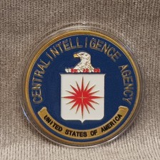 Listing image for USA CIA Central Intelligence Agency gold plated 40mm Challenge Coin.
