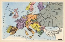 Listing image for Serio-comic Satirical Map of Cold War Europe by David Low. Picture Post 1952