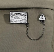 Listing image for Ouija Board & Pointer Pin Brooch Gothic Psychic Occult Witchcraft Alchemy Badge