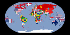 Listing image for Flag Map of the World Cold War 1960s Robinson Projection Poster Art Print